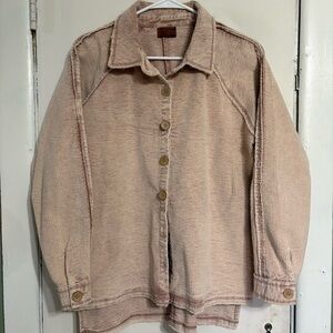 POL Corduroy Button Down Shacket Powder Pink Sz Small Style HFT74
